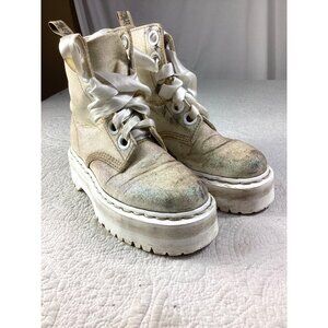 Dr. Doc Martens Womens Molly Glitter Platform Boots W/ White Satin Laces*size 6